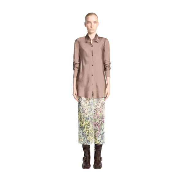Fitted viscose shirt in Stone - Image 2