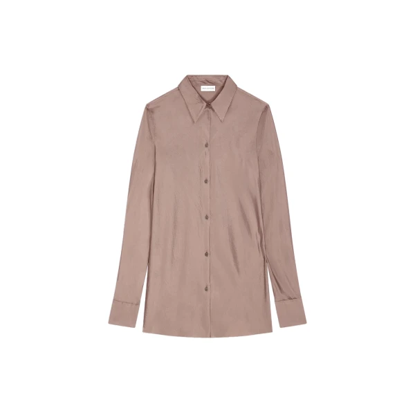 Fitted viscose shirt in Stone