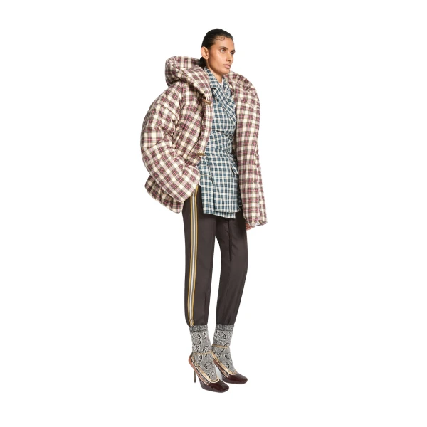 Flannel puffer jacket in Ecru - Image 3
