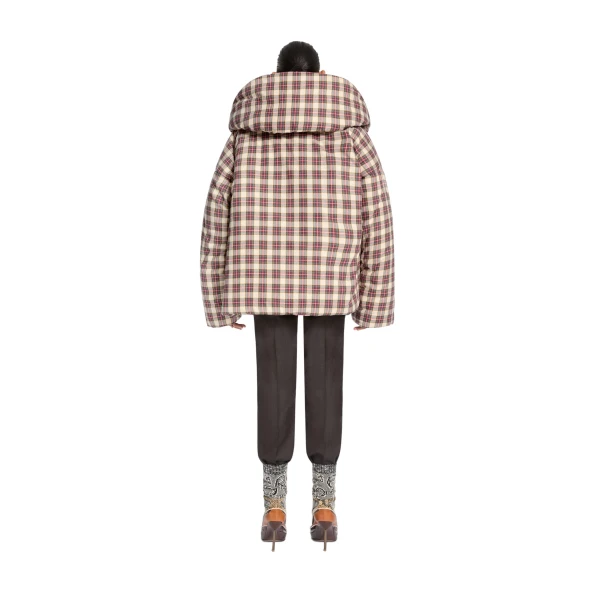 Flannel puffer jacket in Ecru - Image 4