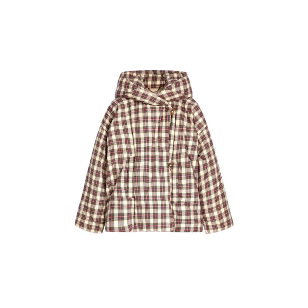 Flannel puffer jacket in Ecru
