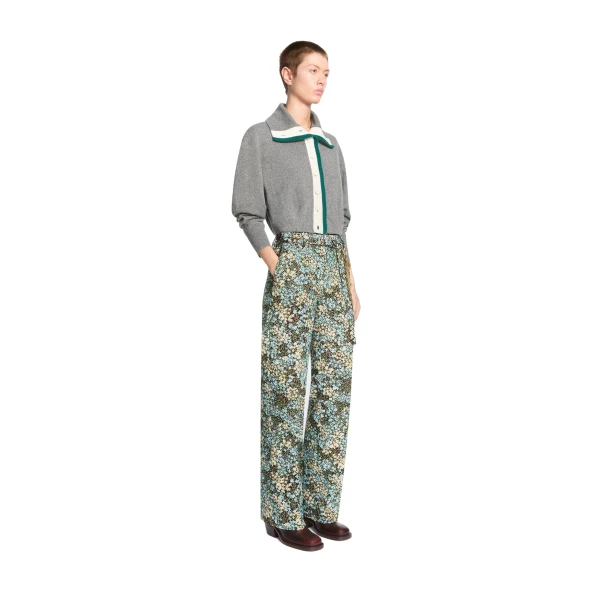 Flared floral trousers in Sky - Image 3