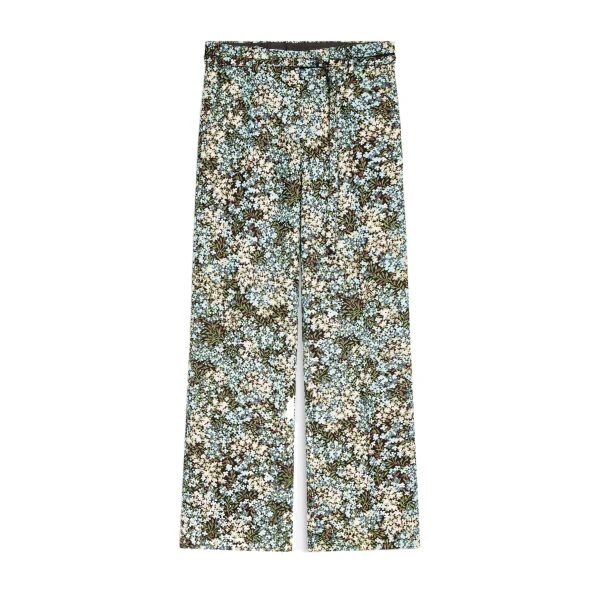 Dries Van Noten Flared floral trousers in Sky | Pants | Luxury Shoes 