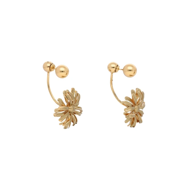 Floral stud pendant earrings in Old Brass - Image 4