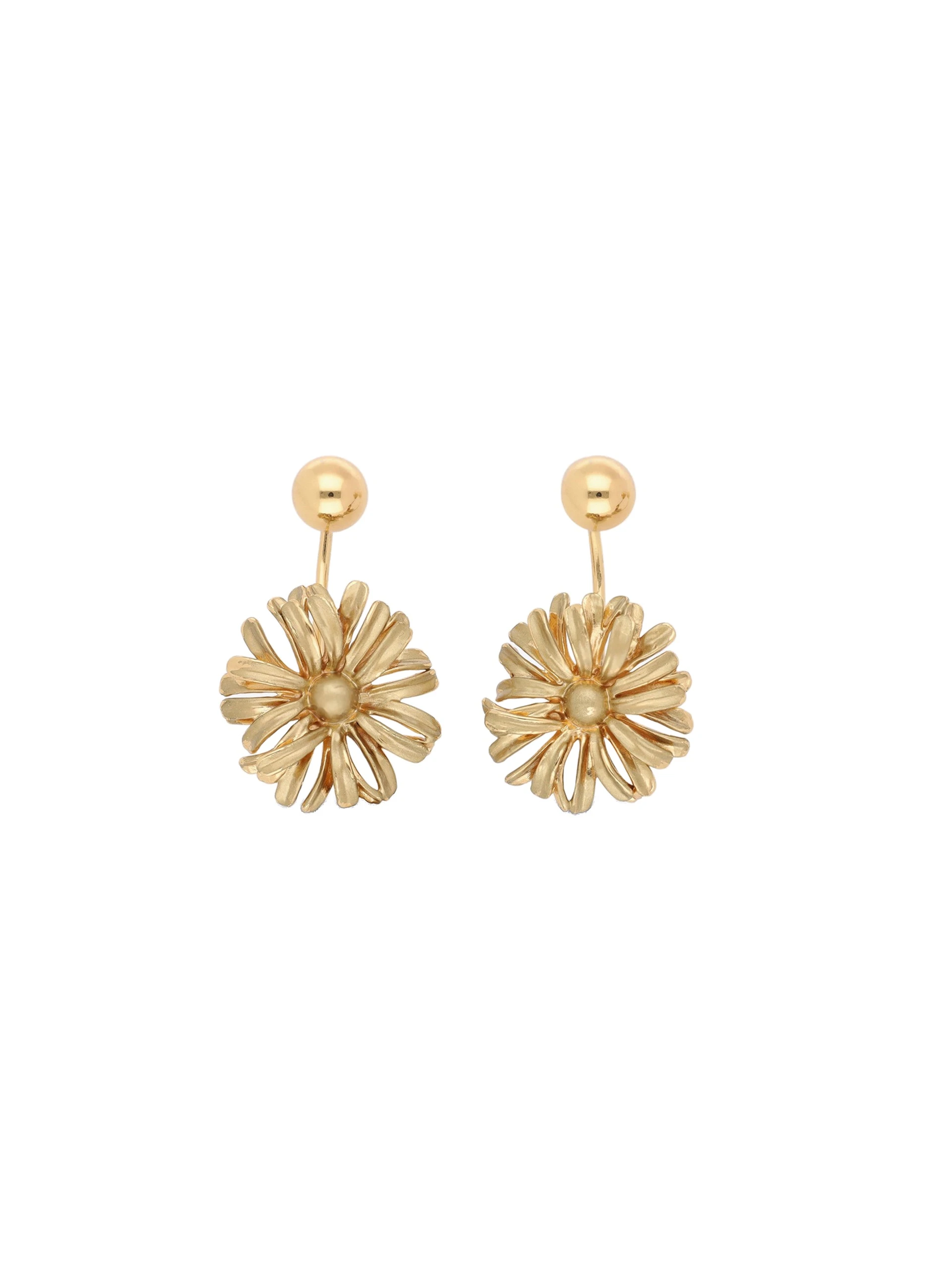 Dries Van Noten Floral stud pendant earrings in Old Brass | Earrings | Luxury Shoes Dries Van Noten Floral stud pendant earrings in Old Brass