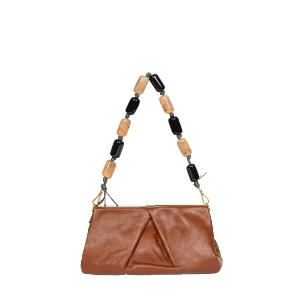 Folded leather clutch in Tan - Image 4