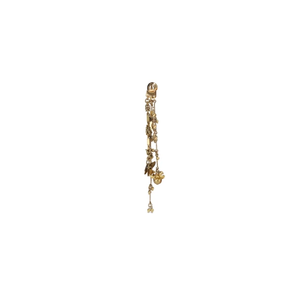 Fringed stud pendant earrings in Old Brass - Image 3