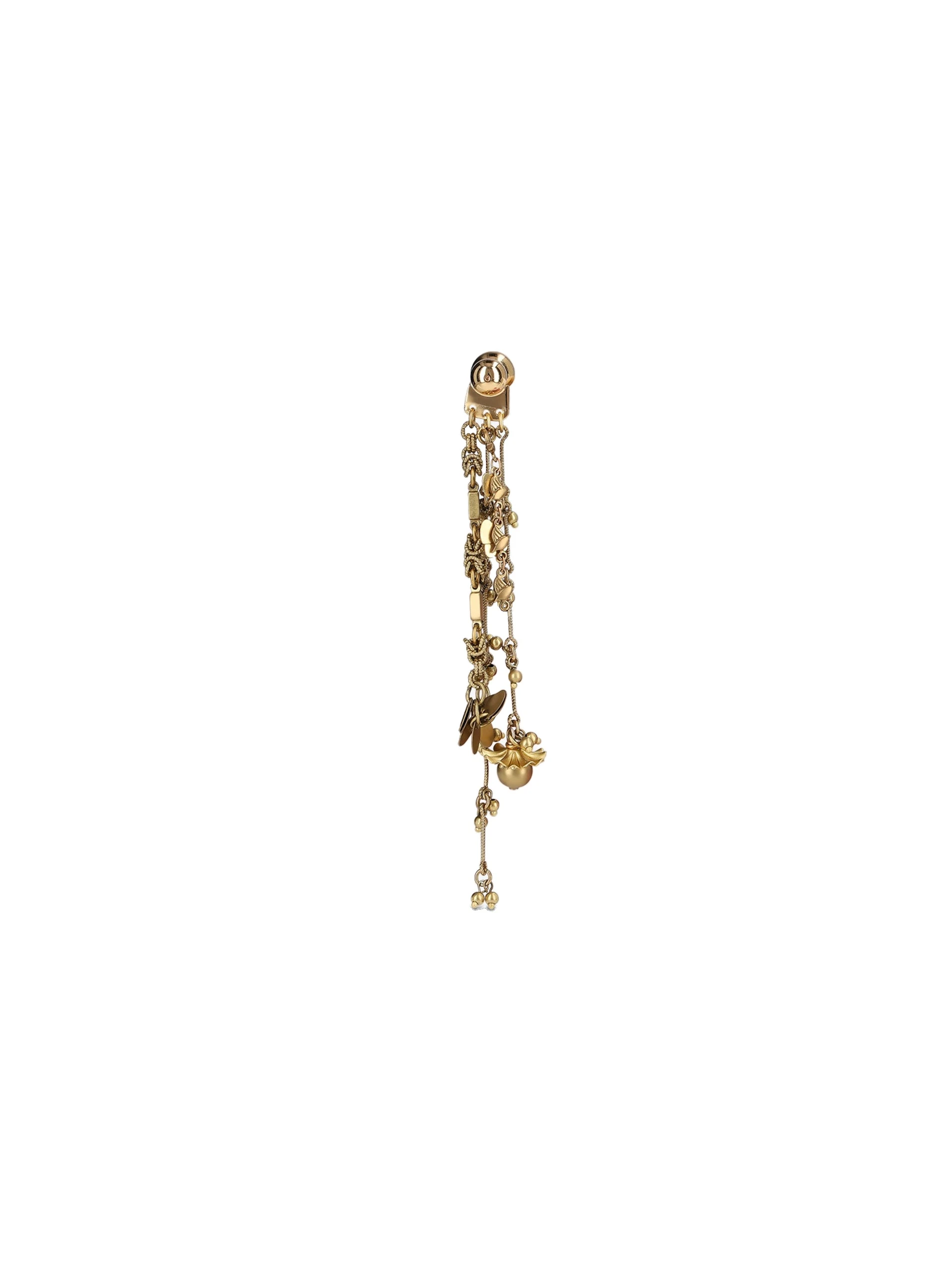 Dries Van Noten Fringed stud pendant earrings in Old Brass | Earrings | Luxury Shoes Dries Van Noten Fringed stud pendant earrings in Old Brass