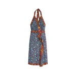 Dries Van Noten Halterneck viscose dress in Petrol | Dresses | Luxury Shoes 