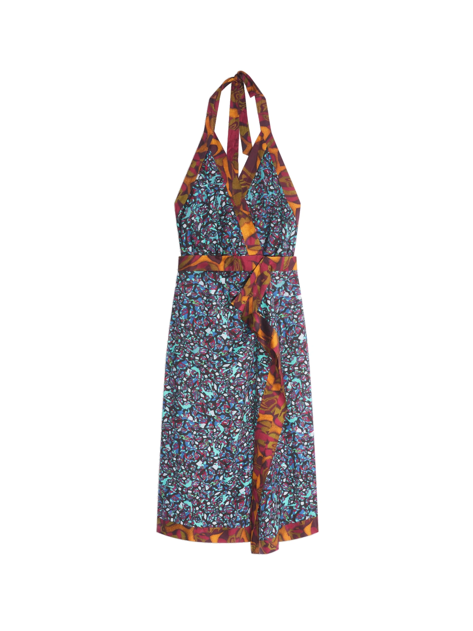 Dries Van Noten Halterneck viscose dress in Petrol | Dresses | Luxury Shoes Dries Van Noten Halterneck viscose dress in Petrol | Dresses | Luxury Shoes