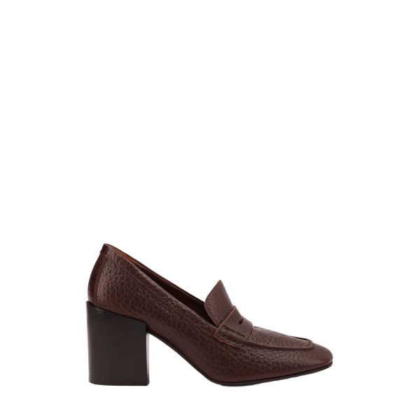 Heeled leather loafers in Burgundy