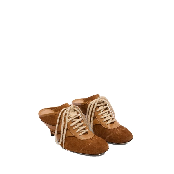 Heeled suede sneakers in Tan - Image 3