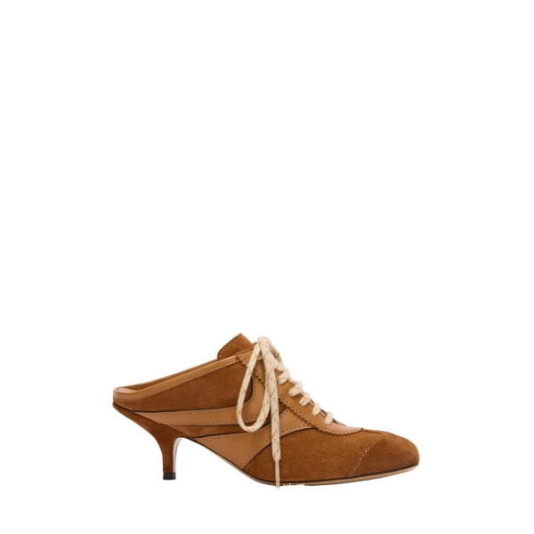 Heeled suede sneakers in Tan