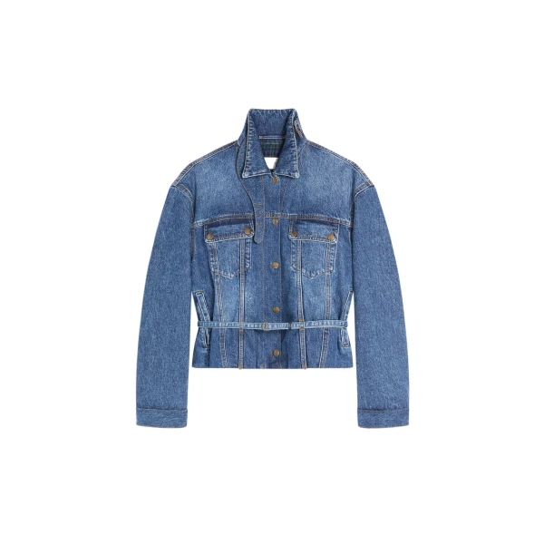 High collar denim jacket in Blue