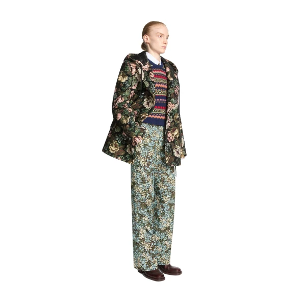 Hooded floral peacoat in Black - Image 3