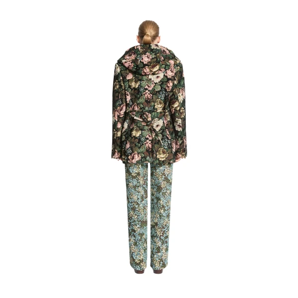 Hooded floral peacoat in Black - Image 4