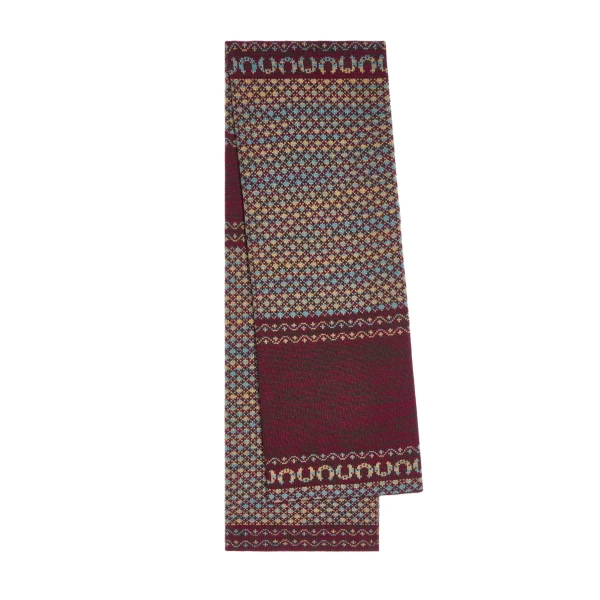 Jacquard cashmere scarf in Wine - Image 3