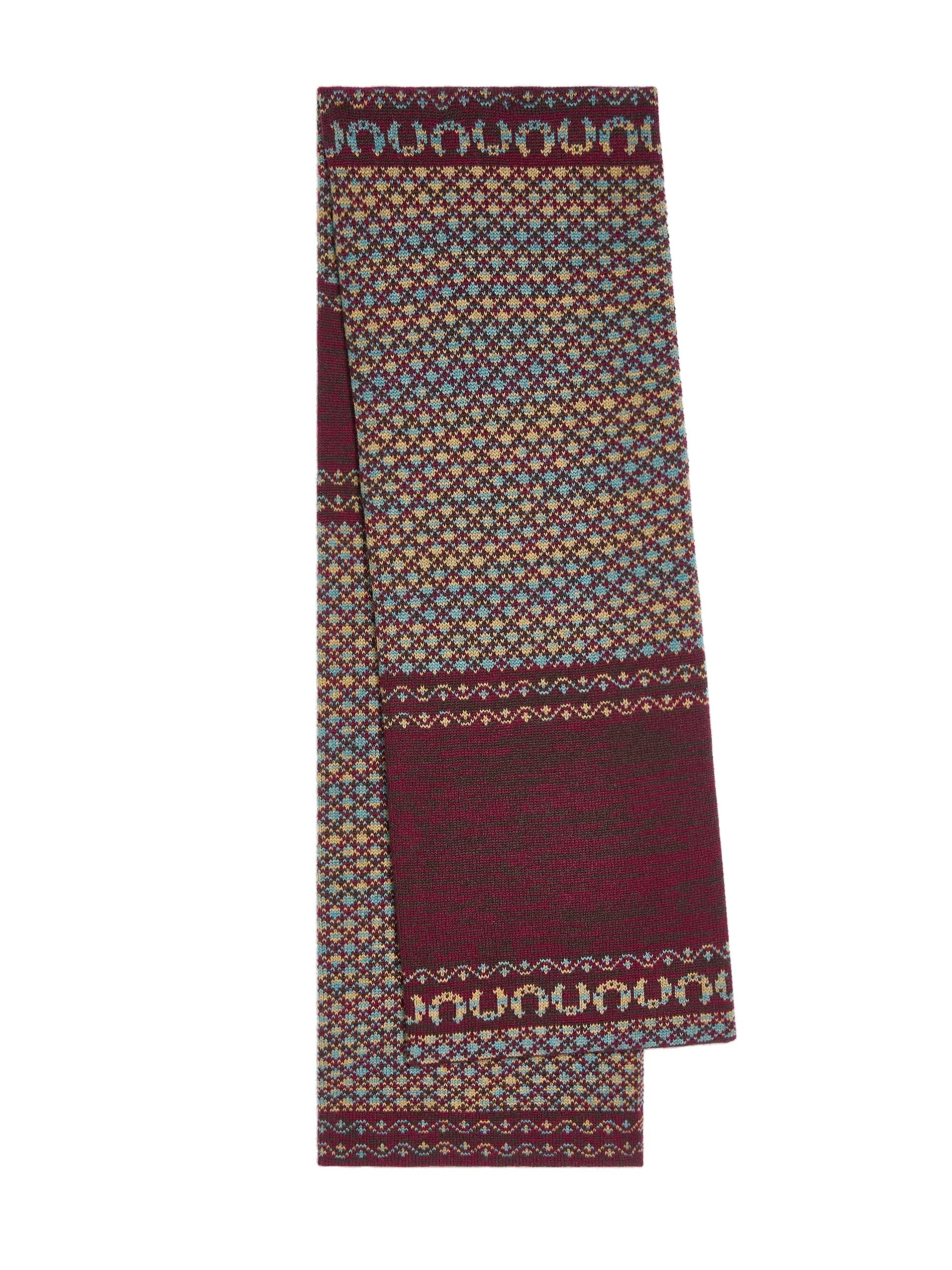 Dries Van Noten Jacquard cashmere scarf in Wine | Scarves | Luxury Shoes Dries Van Noten Jacquard cashmere scarf in Wine