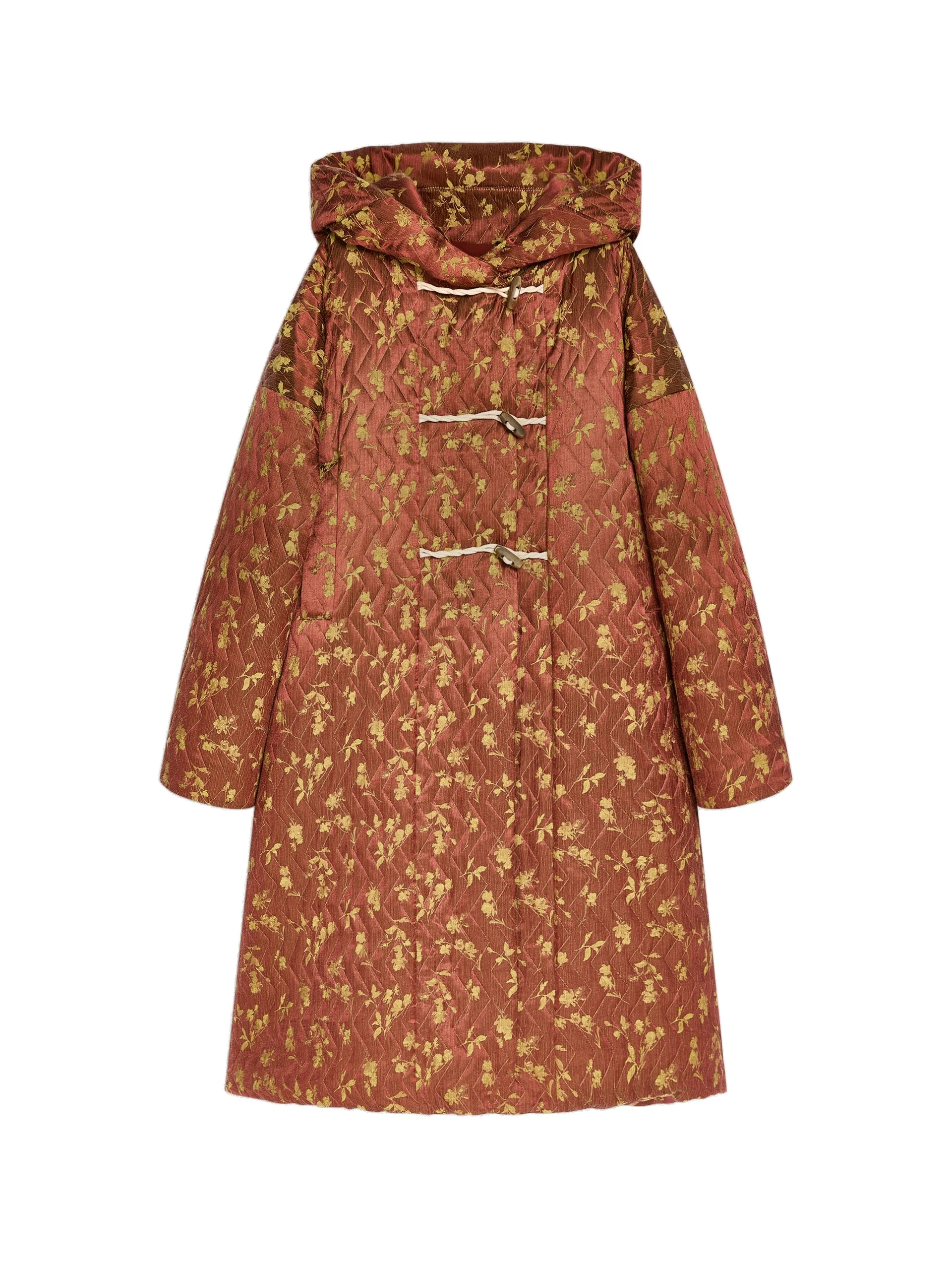 Dries Van Noten Jacquard duffel coat in Rust | Coats | Luxury Shoes Dries Van Noten Jacquard duffel coat in Rust | Coats | Luxury Shoes