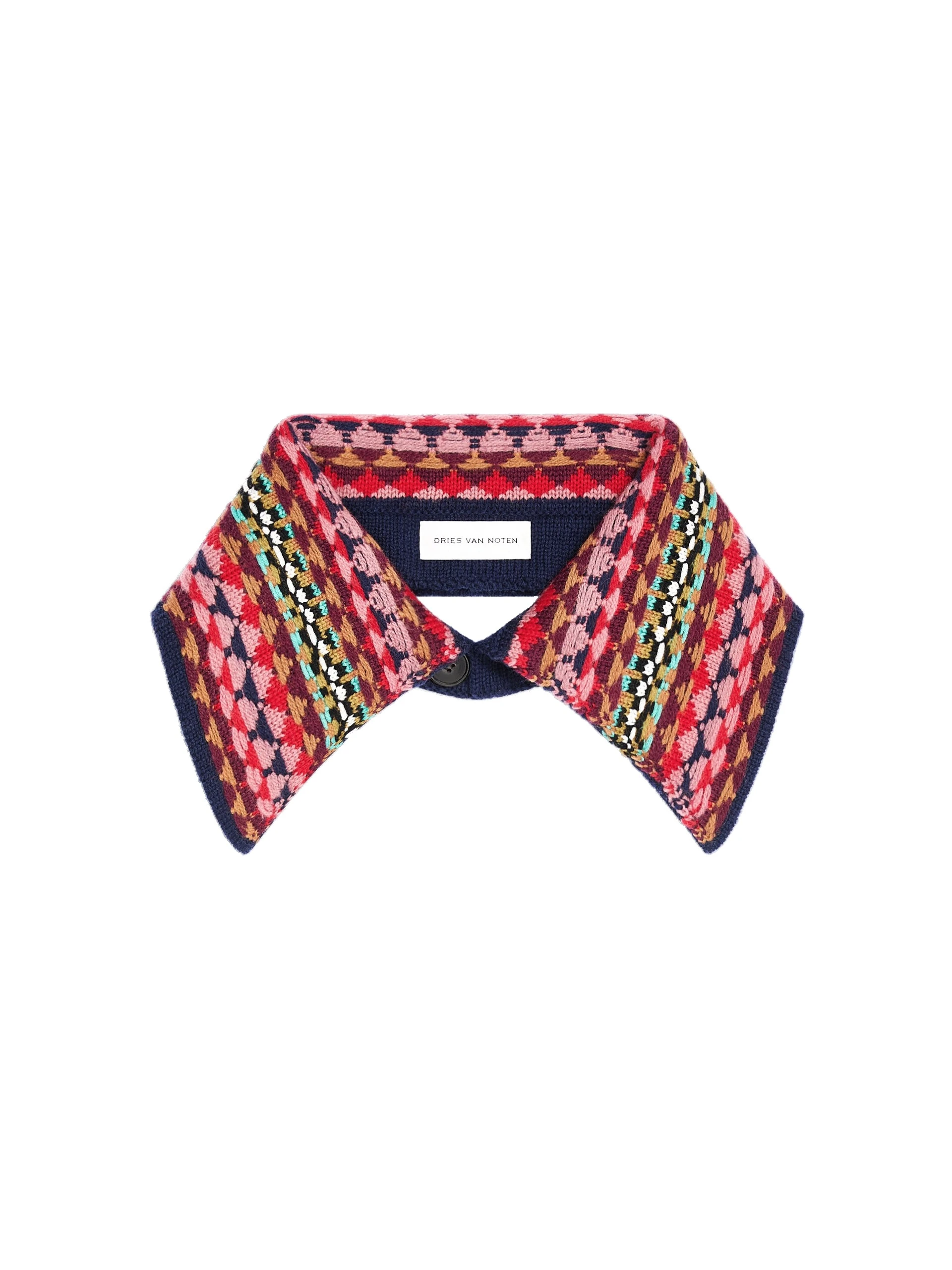 Dries Van Noten Jacquard wool collar in Navy | Collar | Luxury Shoes Dries Van Noten Jacquard wool collar in Navy