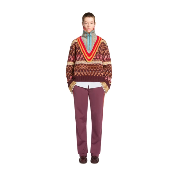 Jacquard wool collar in Ocra - Image 2
