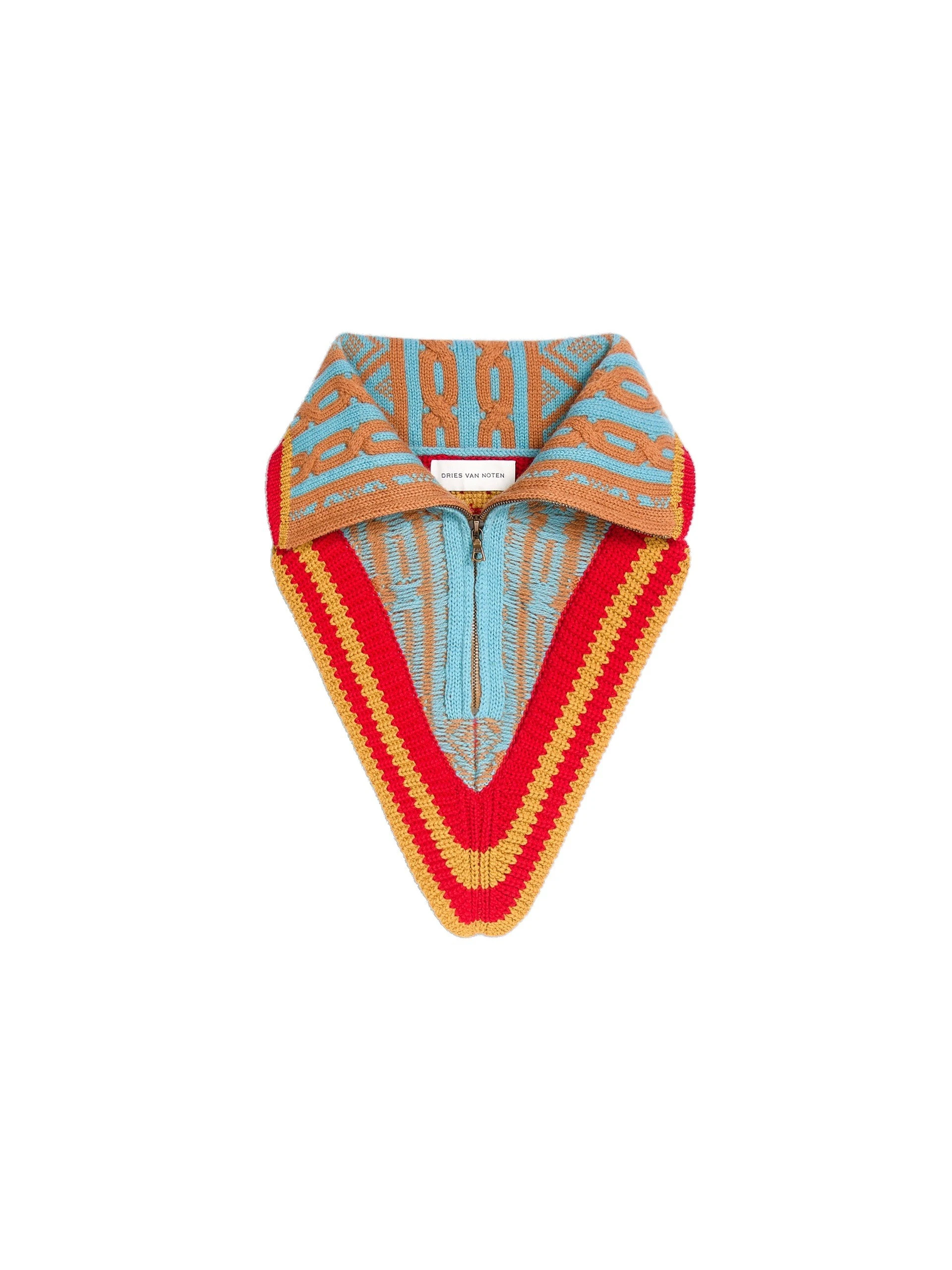 Dries Van Noten Jacquard wool collar in Ocra | Collar | Luxury Shoes Dries Van Noten Jacquard wool collar in Ocra