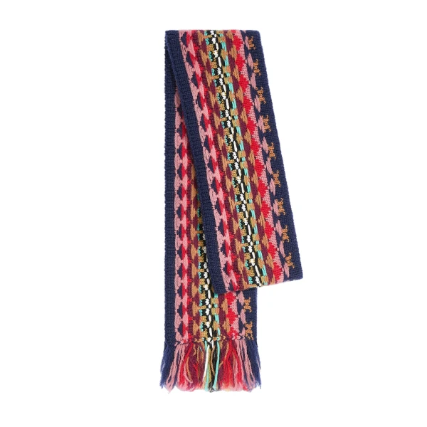 Dries Van Noten Jacquard wool scarf in Navy