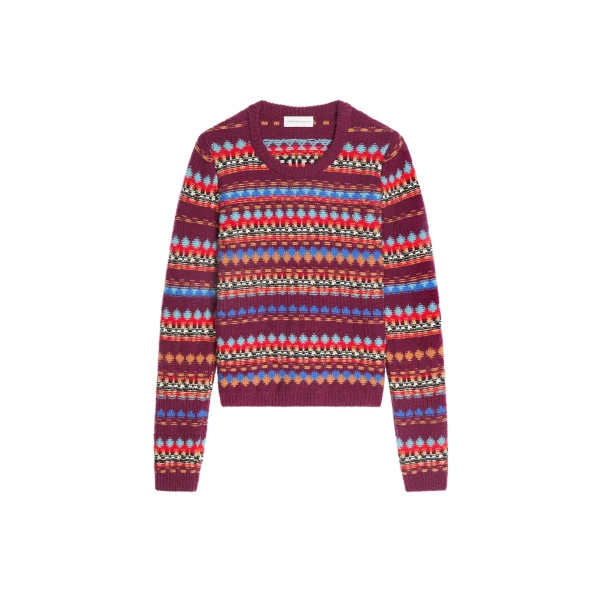 Dries Van Noten Jacquard wool sweater in Bordeaux | Knitwear | Luxury Shoes 