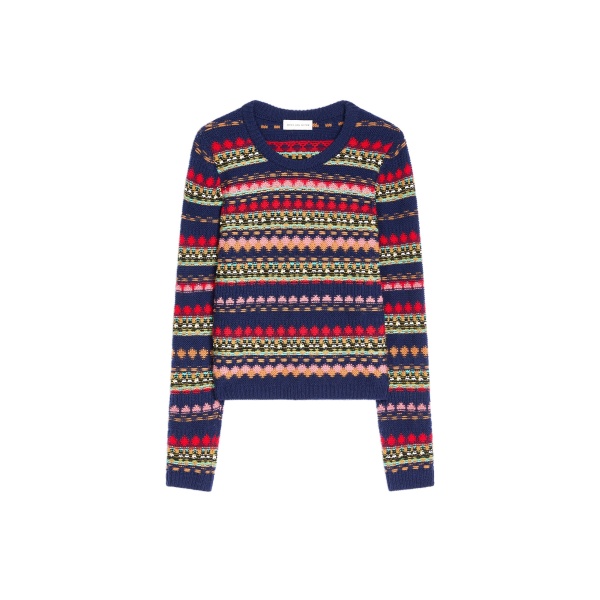Dries Van Noten Jacquard wool sweater in Navy | Knitwear | Luxury Shoes 
