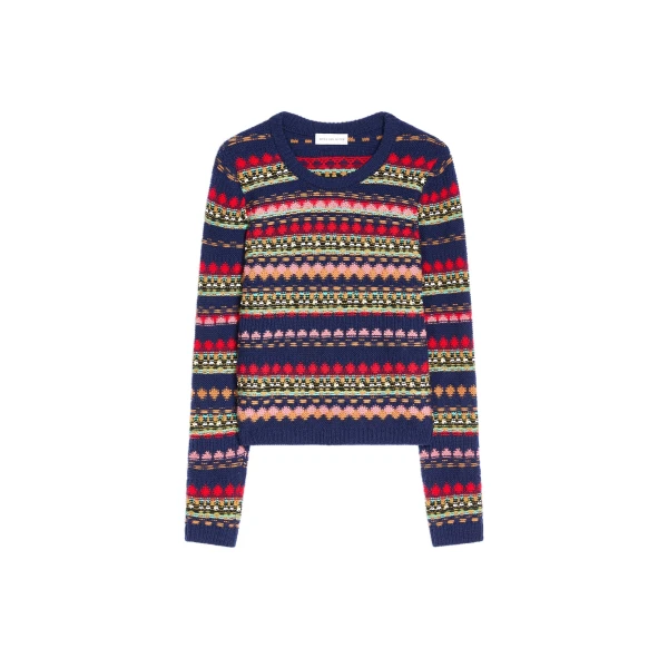 Jacquard wool sweater in Navy