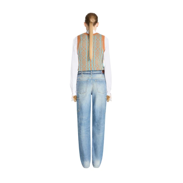 Jacquard wool top in Ocra - Image 4