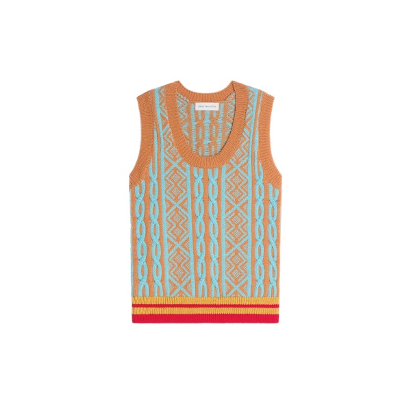 Dries Van Noten Jacquard wool top in Ocra | Knitwear | Luxury Shoes 