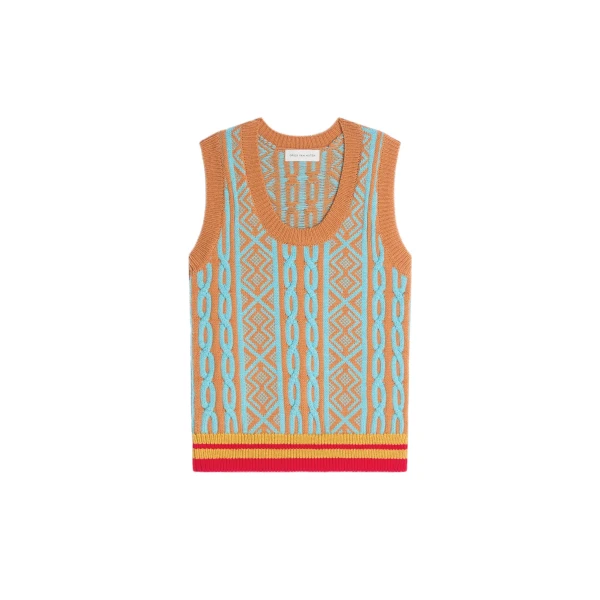 Jacquard wool top in Ocra