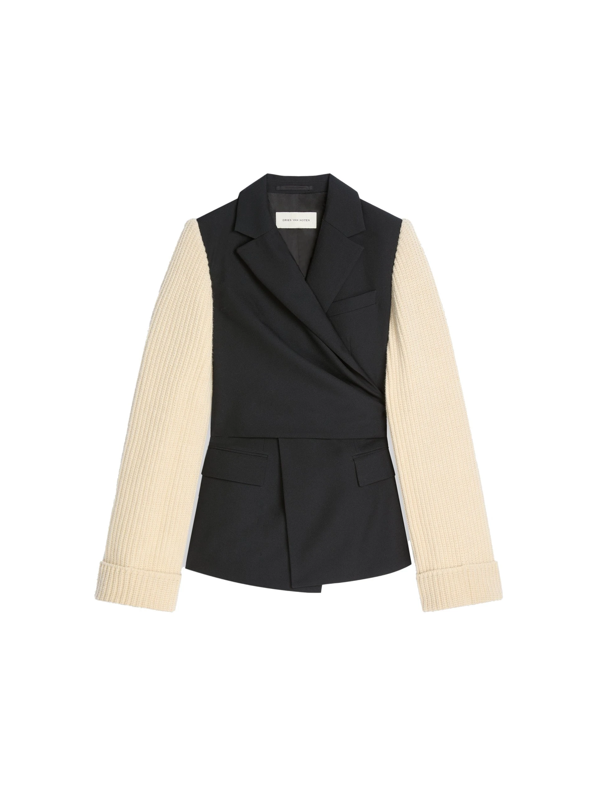 Dries Van Noten Knitted sleeves wool blazer in Black | Jackets | Luxury Shoes Dries Van Noten Knitted sleeves wool blazer in Black | Jackets | Luxury Shoes
