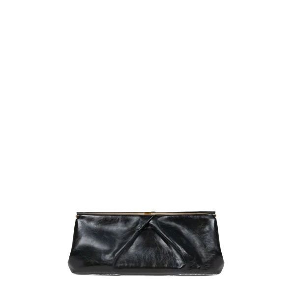 Dries Van Noten Large leather clutch in Black