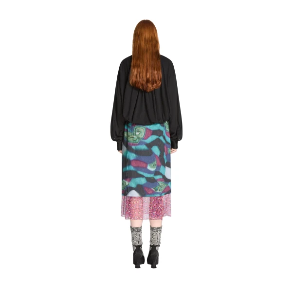 Layered moiré skirt in Petrol - Image 4