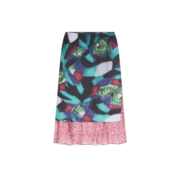 Layered moiré skirt in Petrol