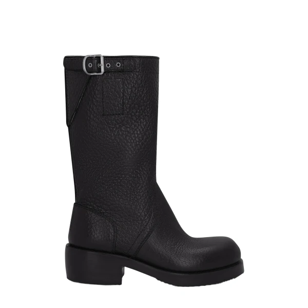 Leather biker boots in Black - Image 2
