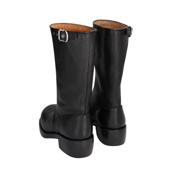 Leather biker boots in Black - Image 4