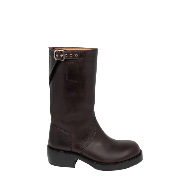 Leather biker boots in Dark Brown - Image 2