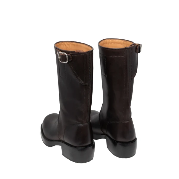 Leather biker boots in Dark Brown - Image 4