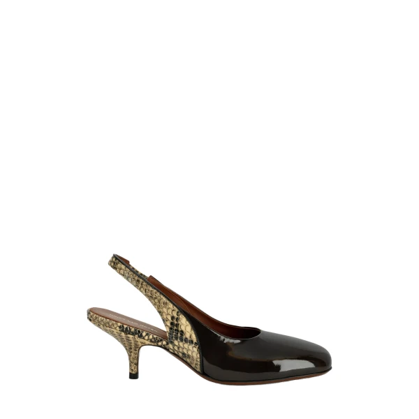 Leather slingback pumps in Olive
