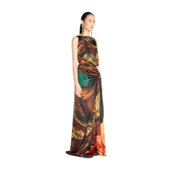 Long draped satin dress - Image 3