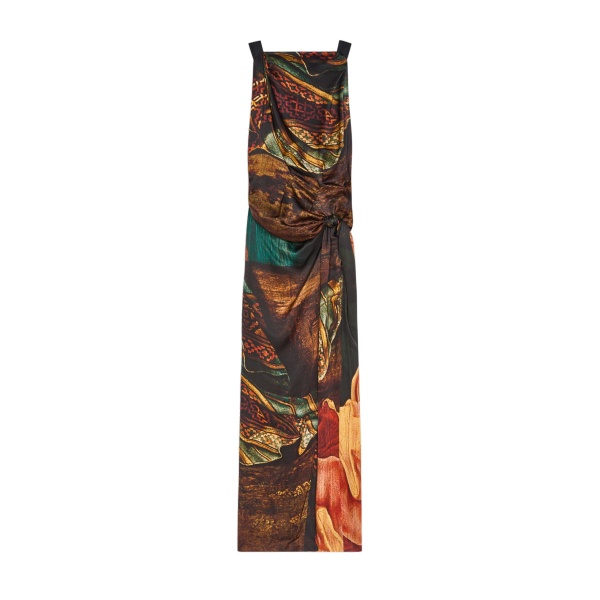 Dries Van Noten Long draped satin dress | Dresses | Luxury Shoes 