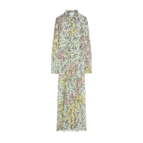 Dries Van Noten Long jacquard shirt dress in Mint | Dresses | Luxury Shoes 