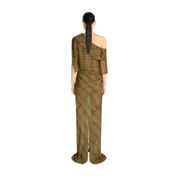 Long off-shoulder lurex dress in Khaki - Image 4