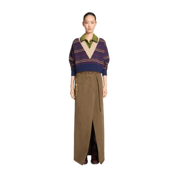 Long overdyed skirt in Khaki - Image 2