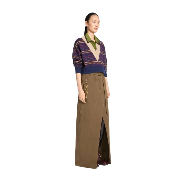 Long overdyed skirt in Khaki - Image 3