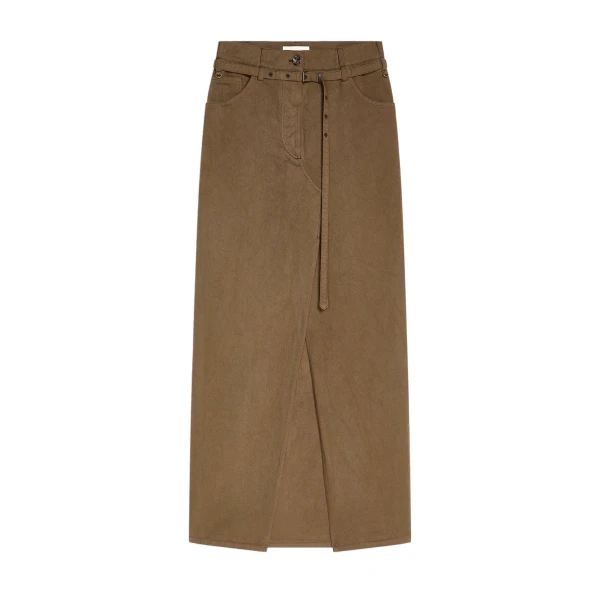 Dries Van Noten Long overdyed skirt in Khaki | Skirts | Luxury Shoes 
