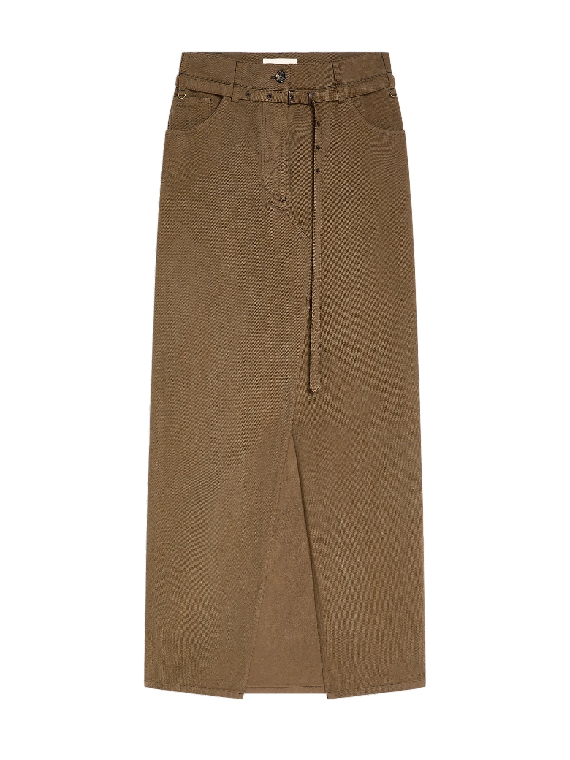 Dries Van Noten Long overdyed skirt in Khaki | Skirts | Luxury Shoes Dries Van Noten Long overdyed skirt in Khaki | Skirts | Luxury Shoes